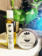 Load image into Gallery viewer, Kings Grooming Beard, Loc, Hair, &amp; Body Oil for growth, shine,softness with Herbs and Essential oils